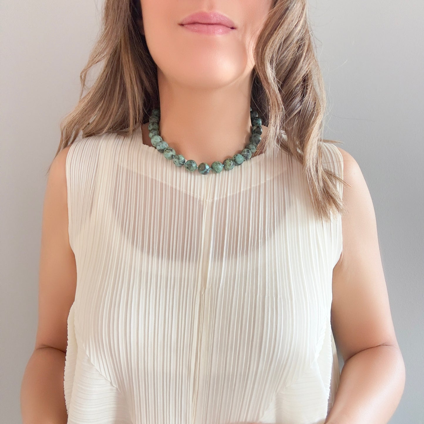 Protection Necklace with Turquoise and Gold