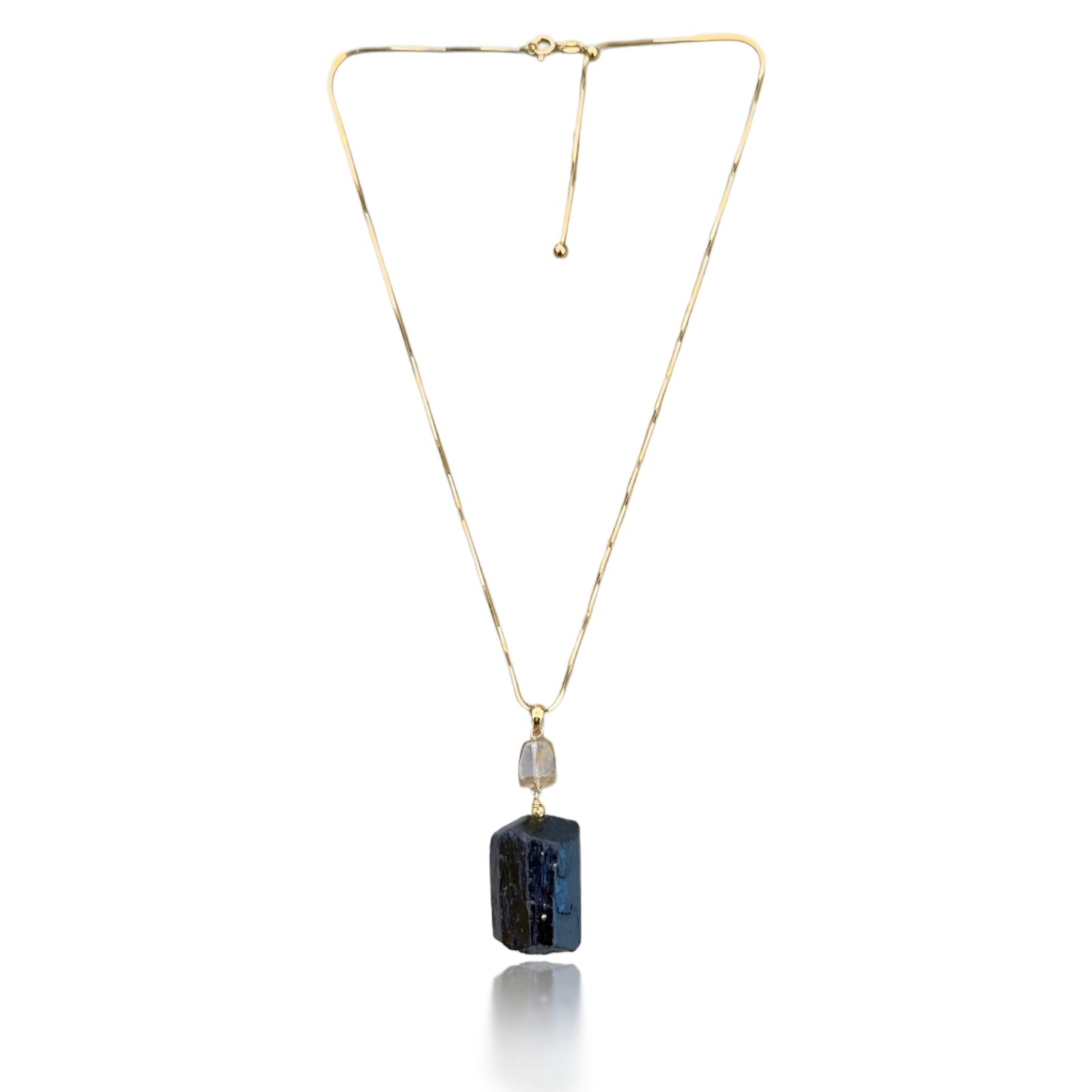 Protection Necklace with Black Tourmaline and Gold Rutilated Quartz