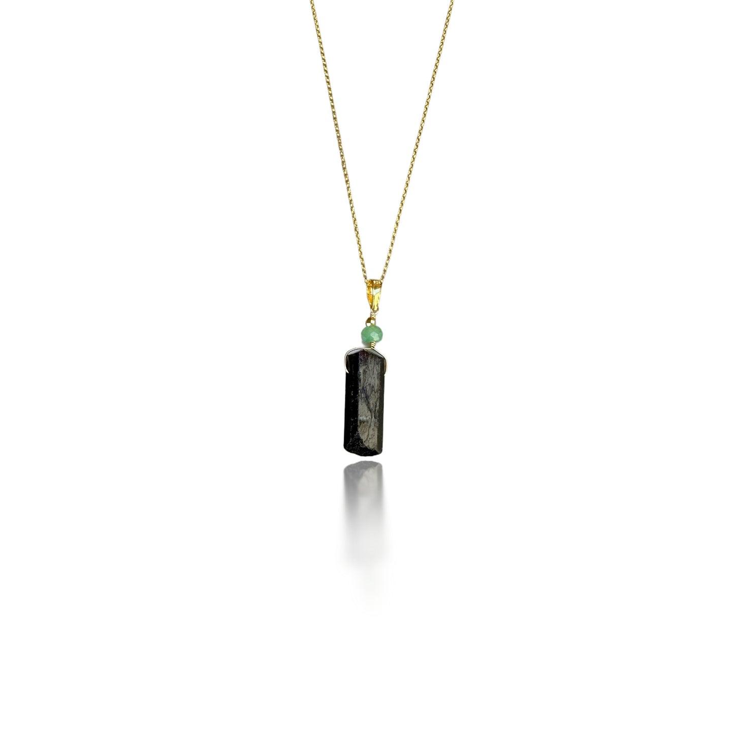 Protection Pendant with Black Tourmaline and Green Chalcedony