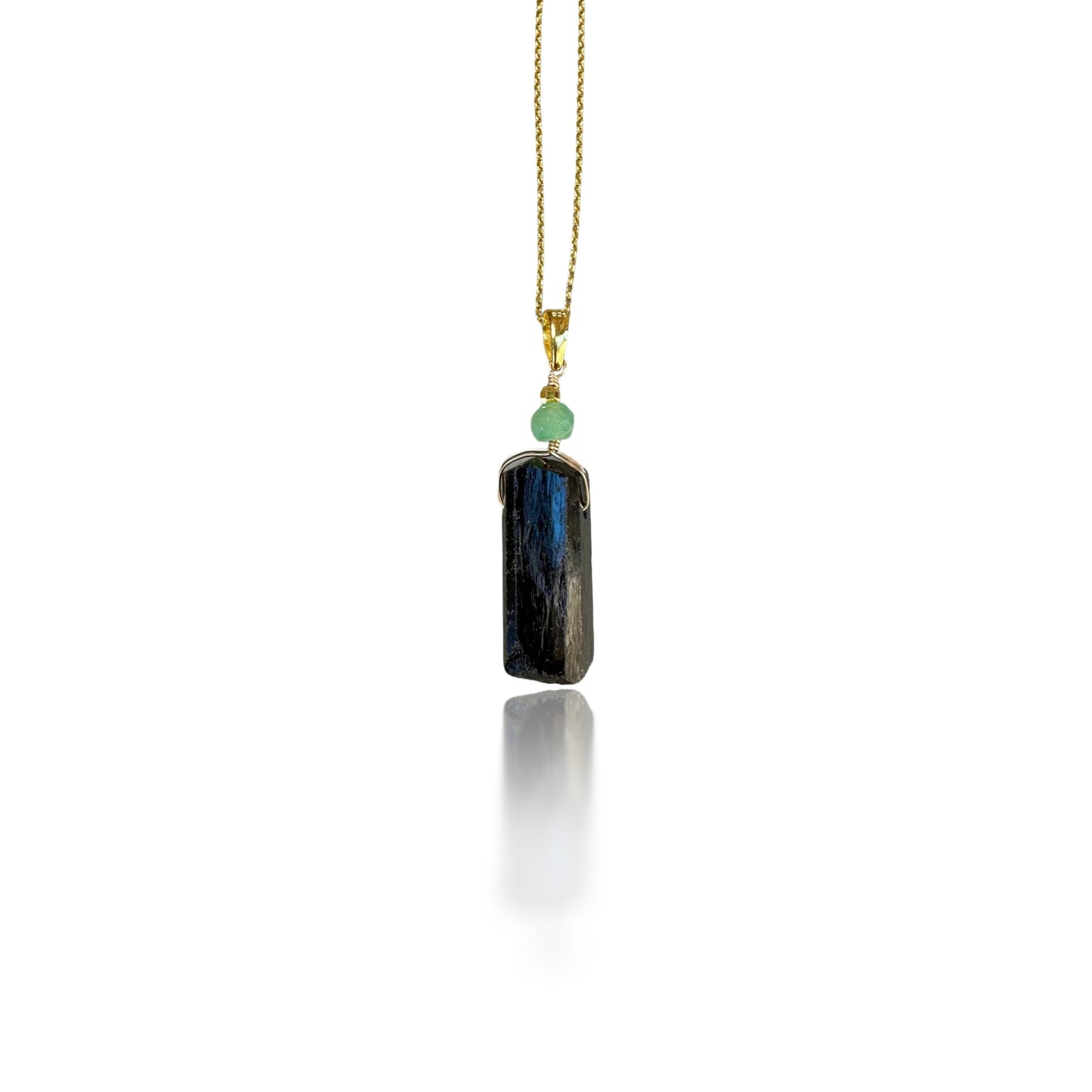 Protection Pendant with Black Tourmaline and Green Chalcedony