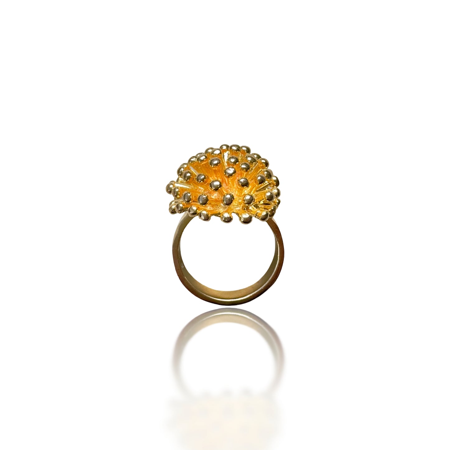 Protection Ring with Gold Porcupine Carving