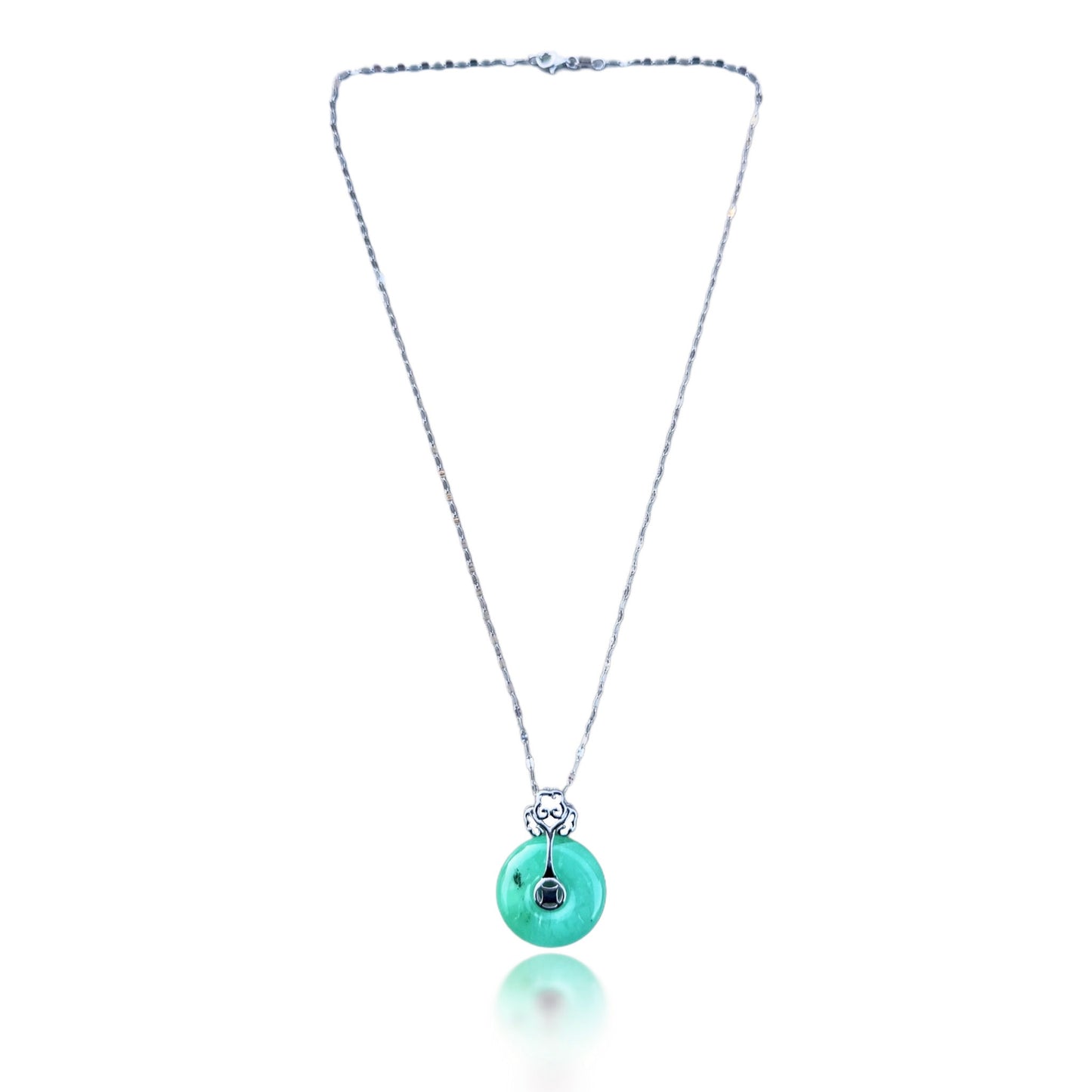 Renewal Necklace with Chrysoprase Donut Ruyi Pendant