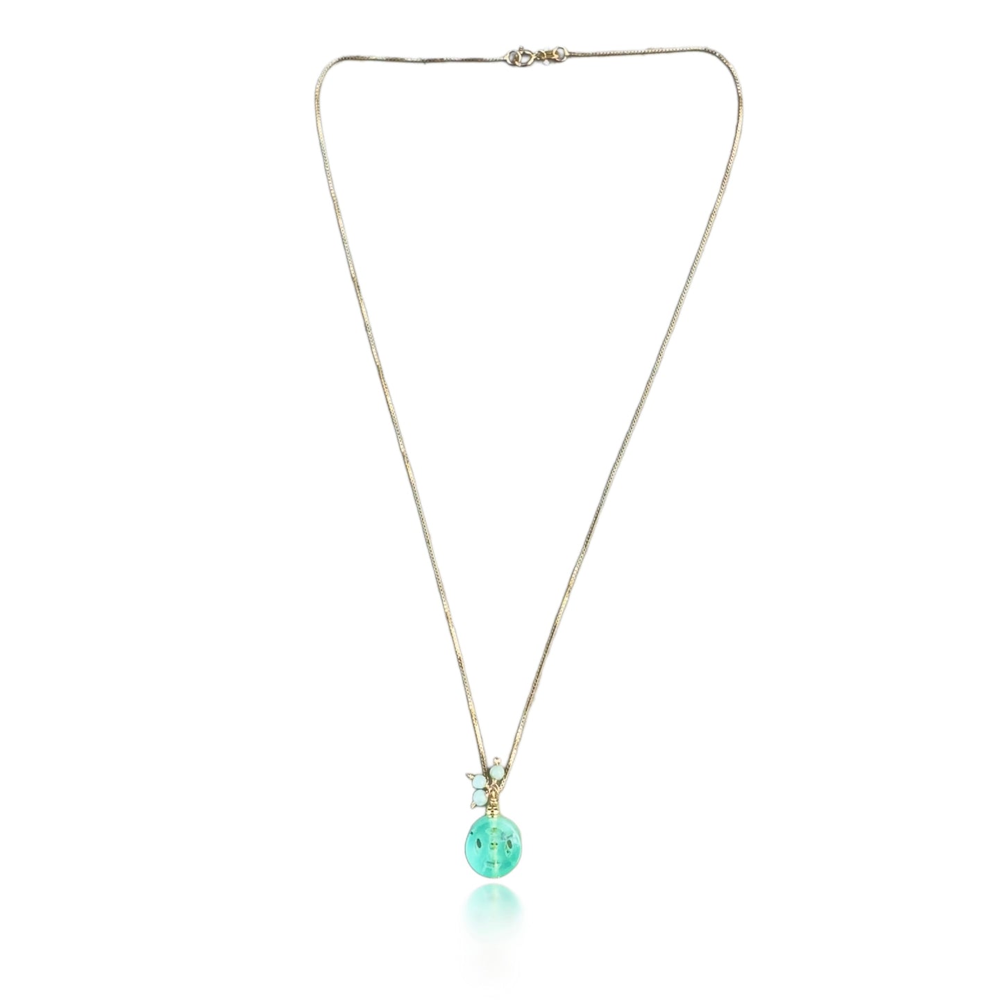 Renewal Pendant with Chrysoprase Ancient Money Carving and Gold