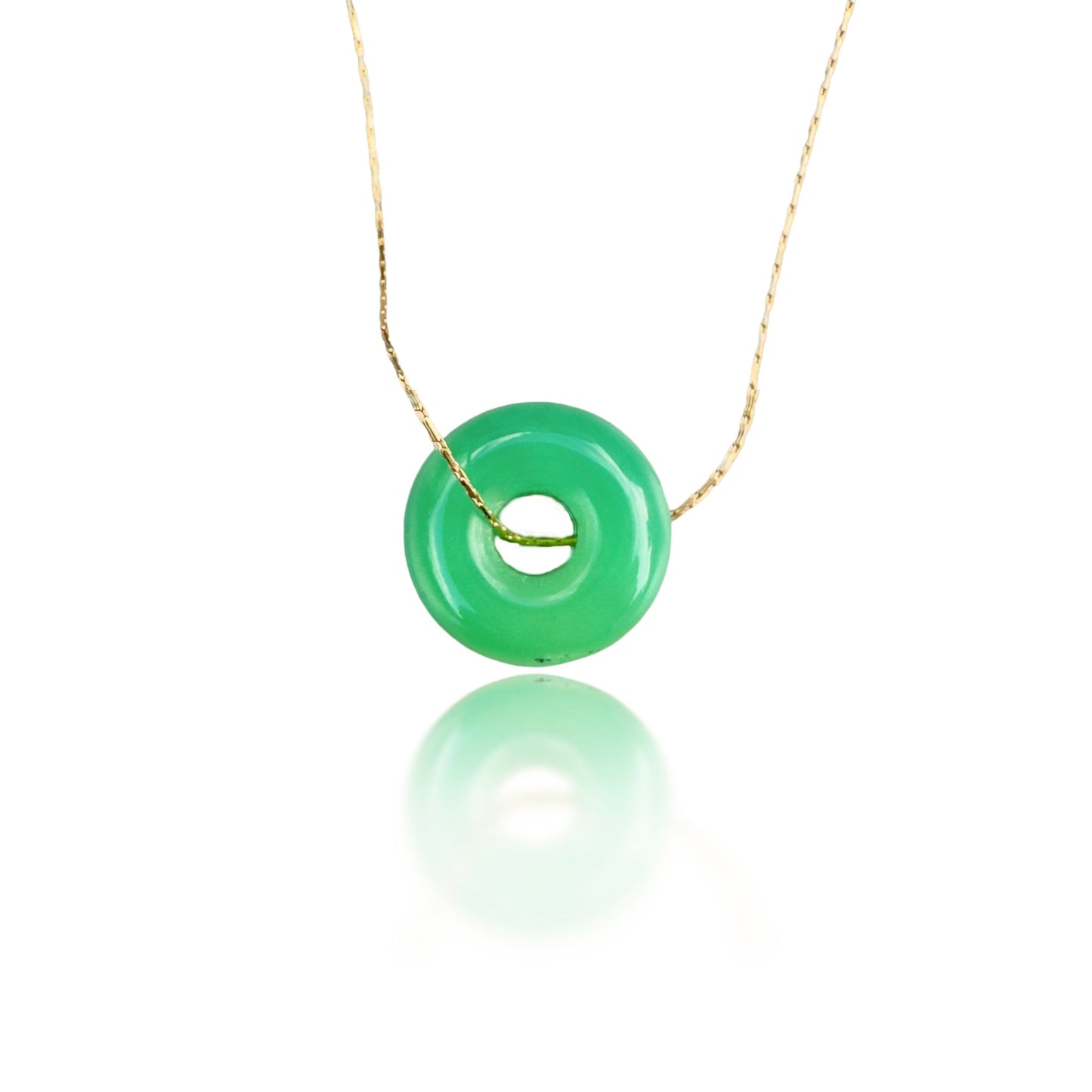 Renewal Pendant with Chrysoprase Donut and Yellow Gold