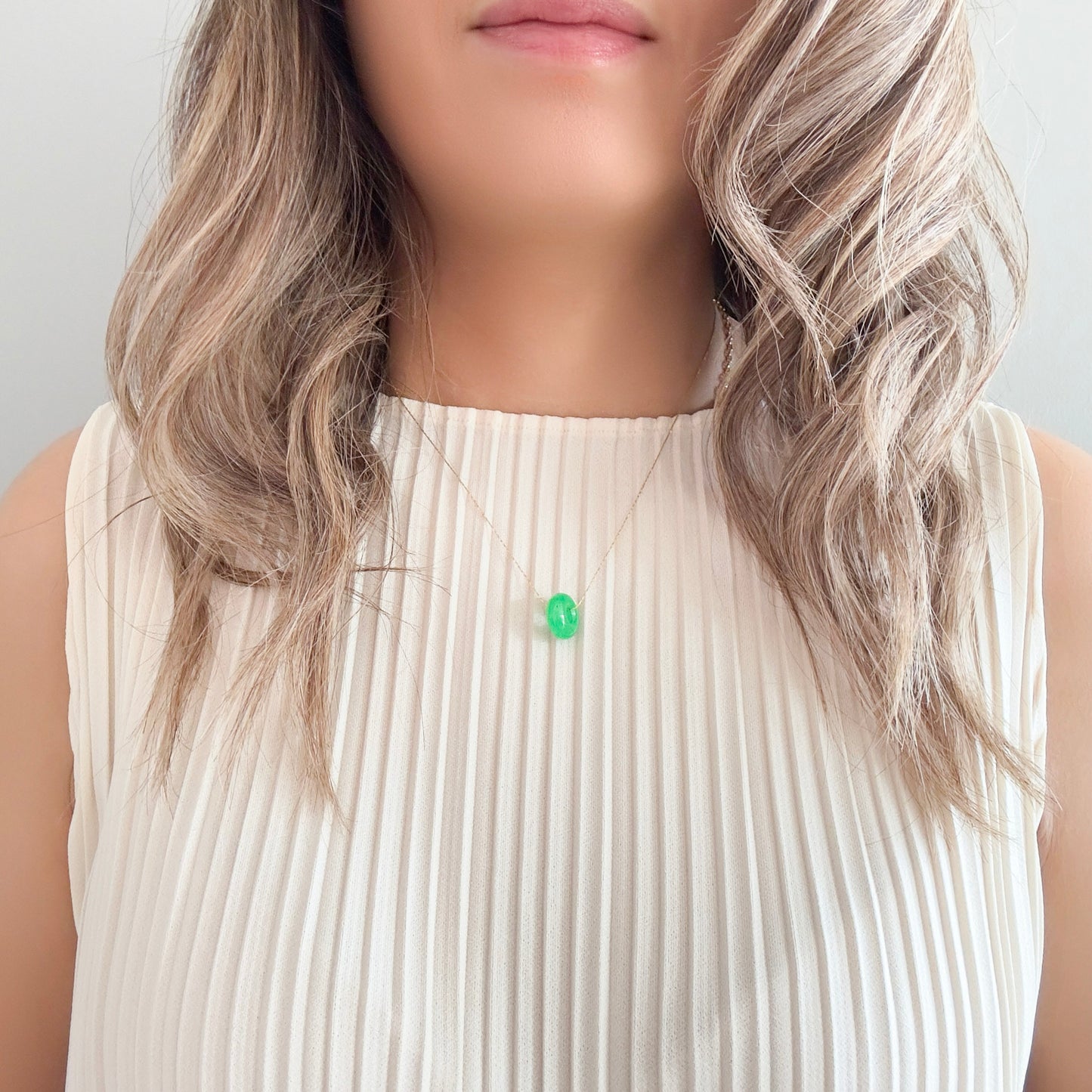 Renewal Pendant with Chrysoprase Donut and Yellow Gold