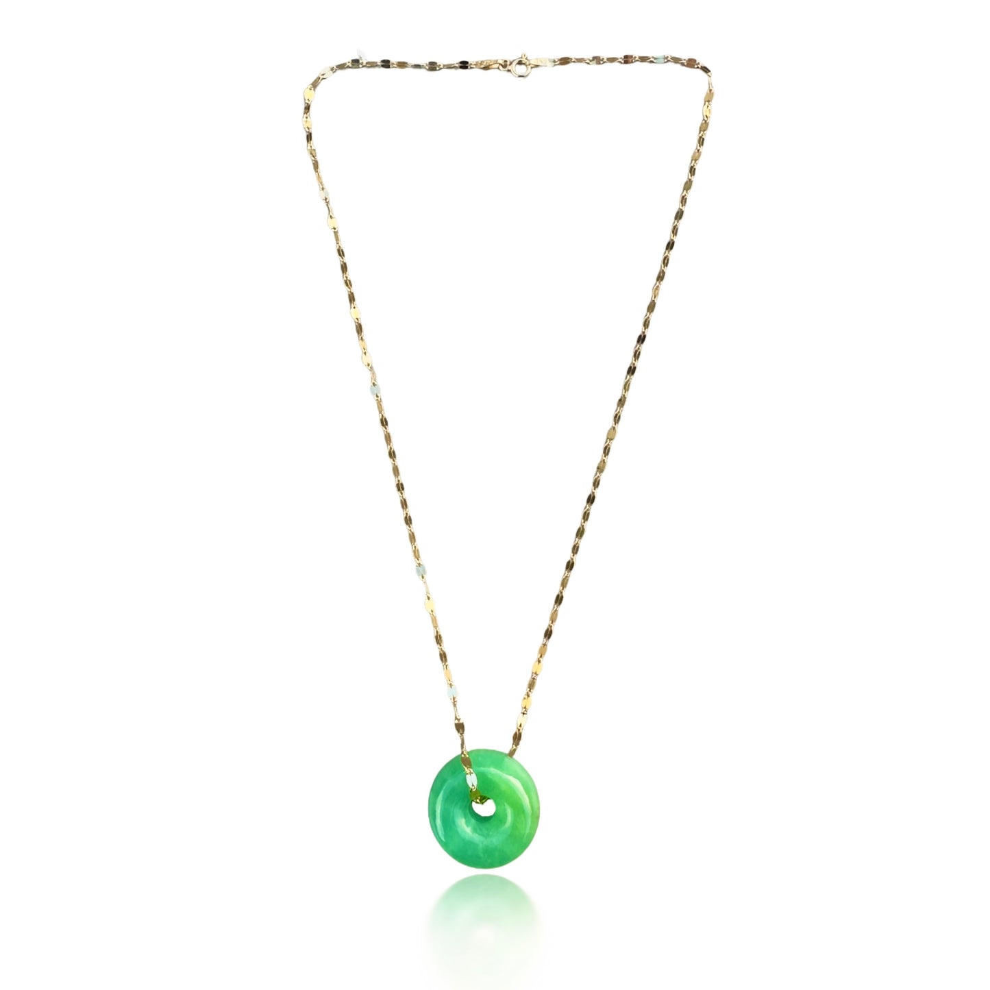 Renewal Pendant with Chrysoprase Donut and Yellow Gold