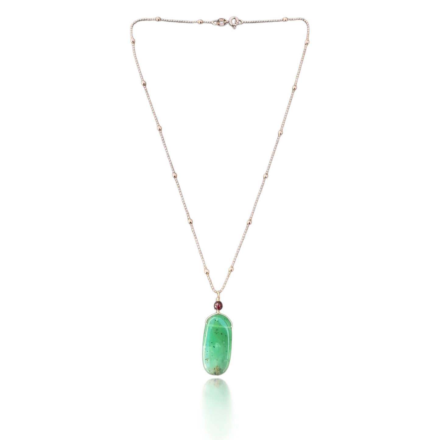 Renewal Pendant with Chrysoprase, Garnet and Rose Gold