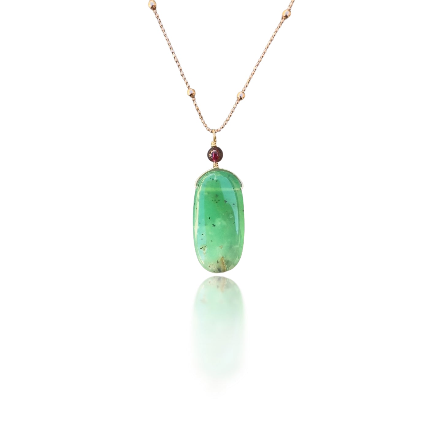 Renewal Pendant with Chrysoprase, Garnet and Rose Gold