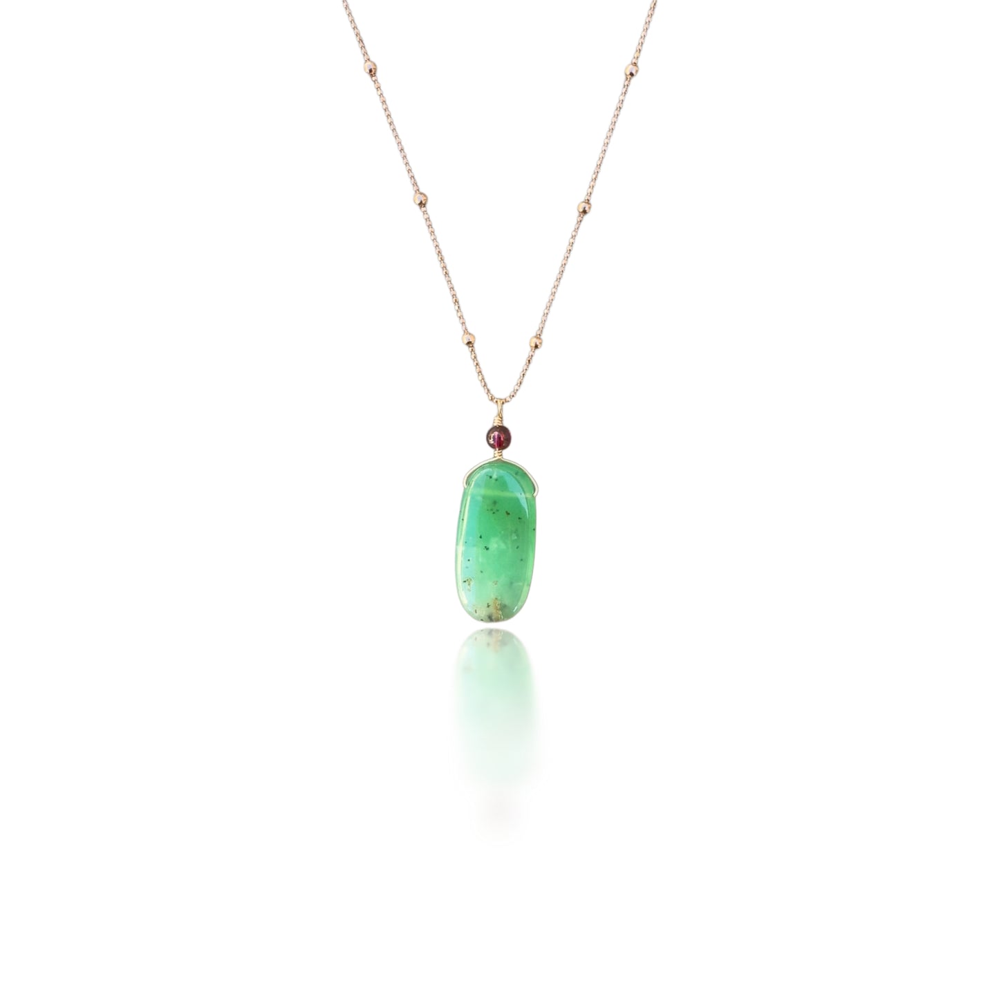 Renewal Pendant with Chrysoprase, Garnet and Rose Gold
