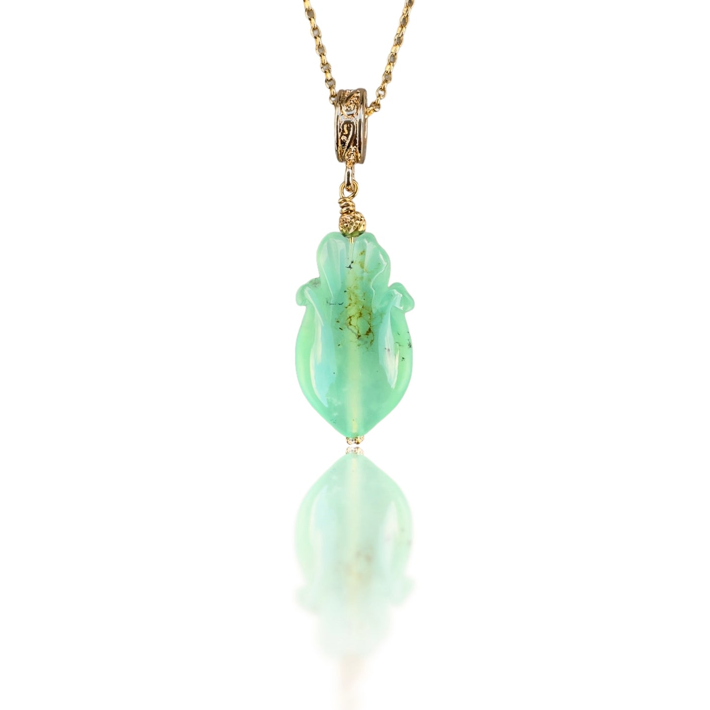 Renewal Pendant with Chrysoprase and Yellow Gold