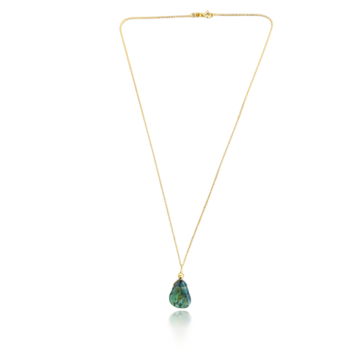 Renewal Pendant with Chrysoprase, Yellow Gold Bead