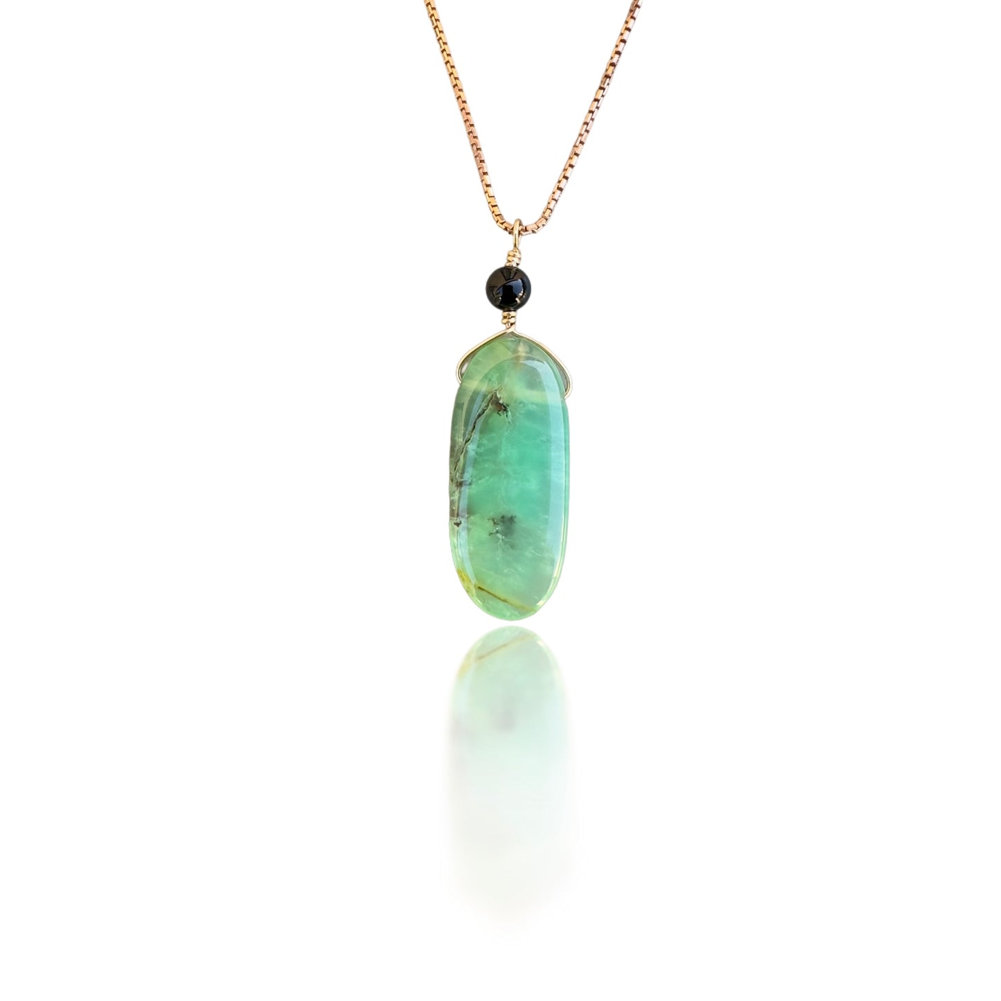 Renewal Pendant with Chrysoprase, Onyx and Rose Gold