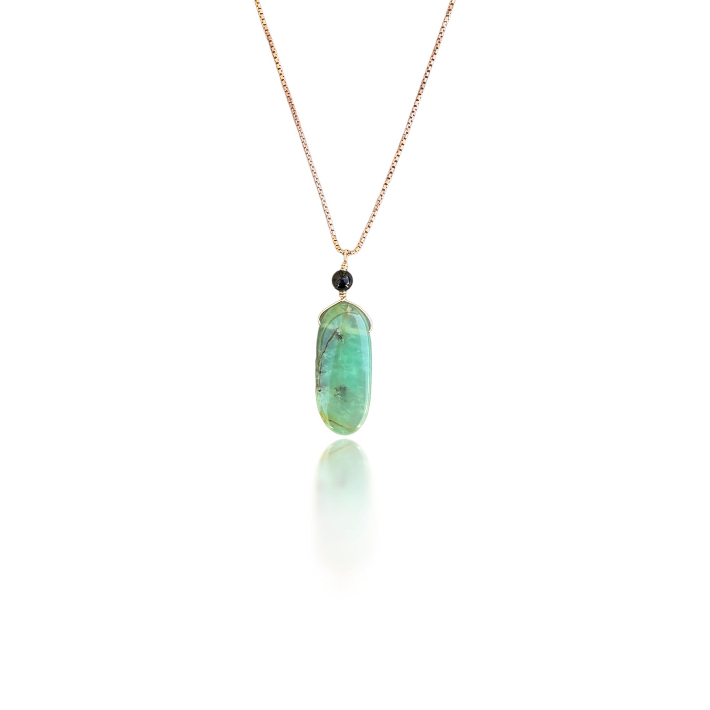 Renewal Pendant with Chrysoprase, Onyx and Rose Gold