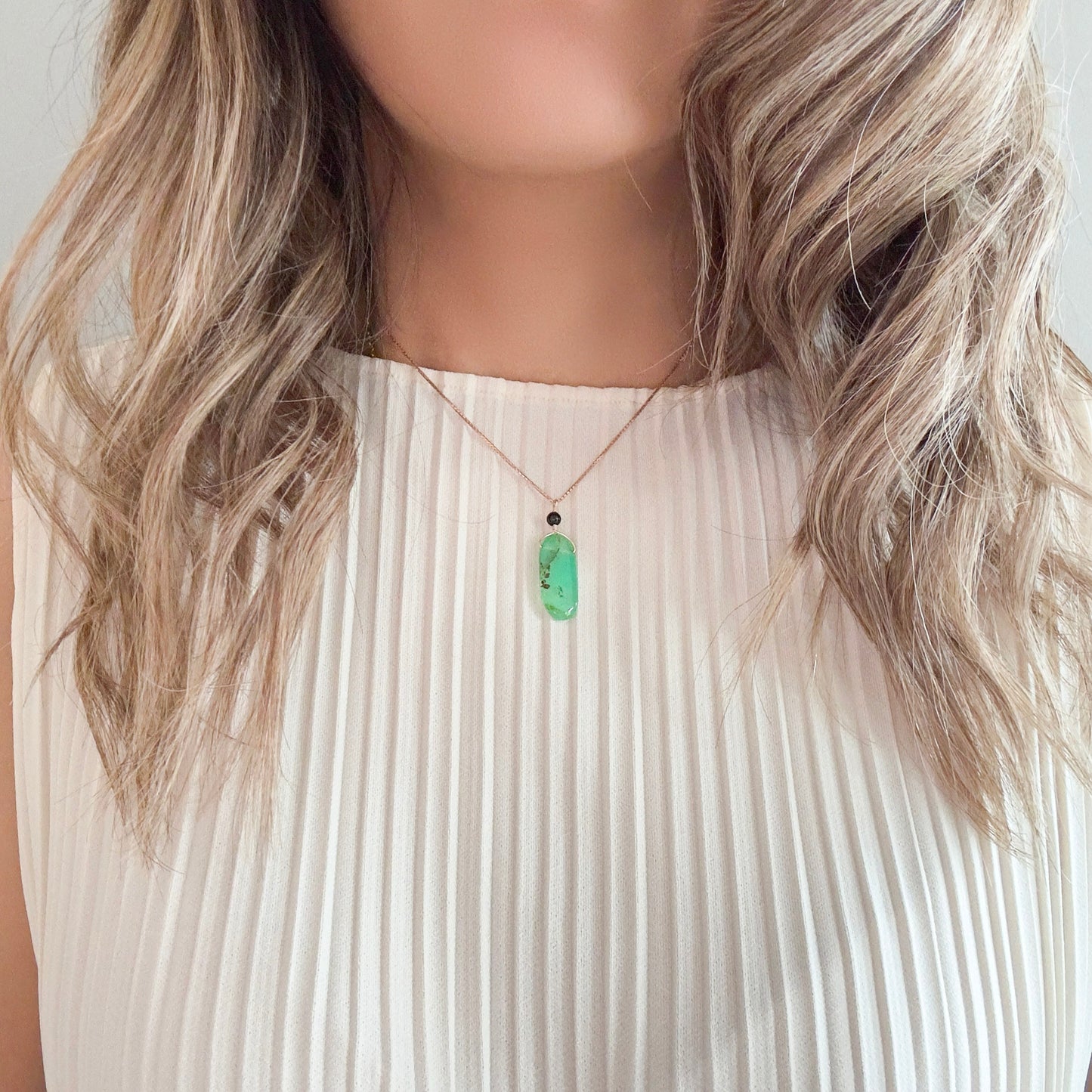 Renewal Pendant with Chrysoprase, Onyx and Rose Gold
