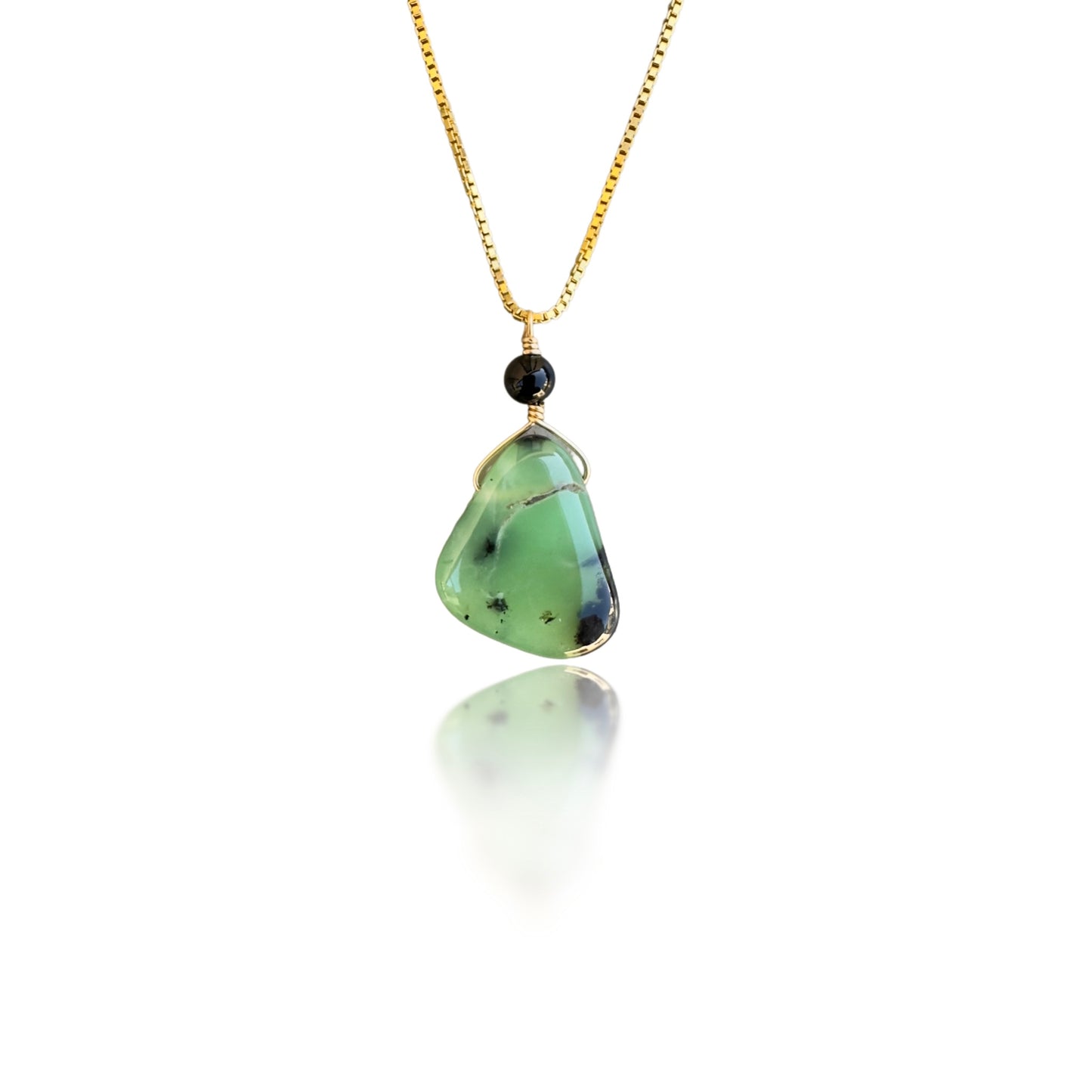 Renewal Pendant with Chrysoprase, Onyx and Yellow Gold