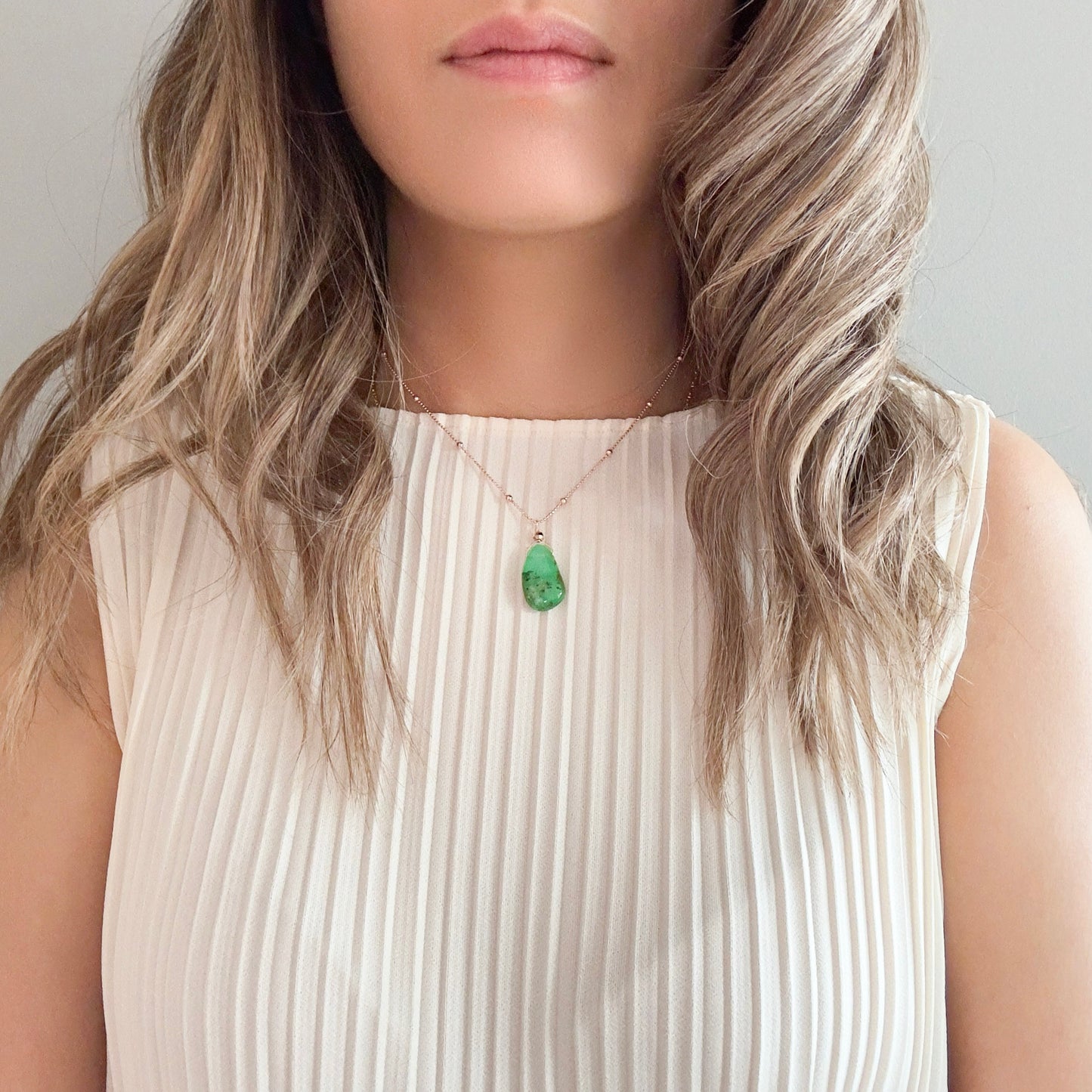 Renewal Pendant with Chrysoprase and Rose Gold