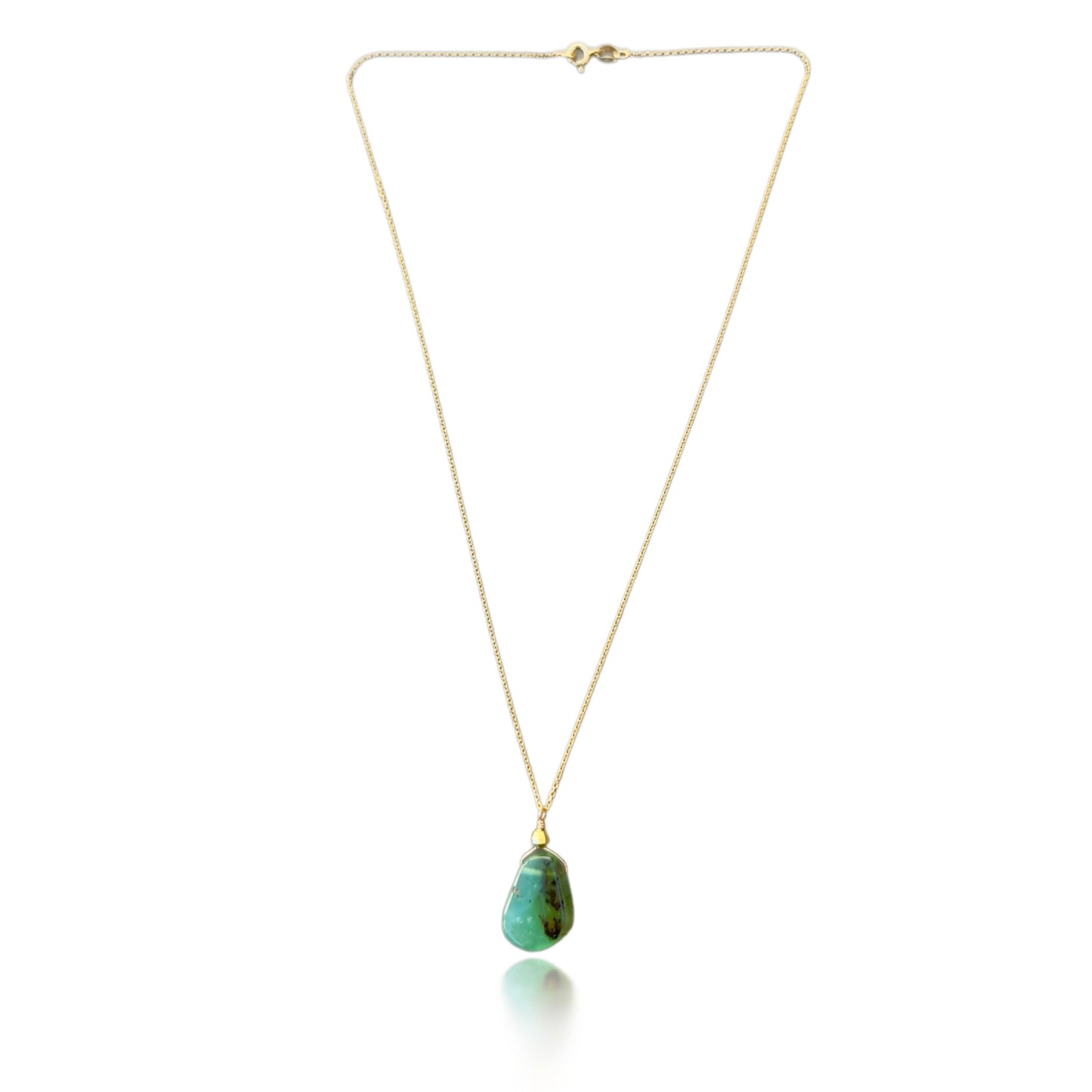 Renewal Pendant with Chrysoprase, Yellow Gold Bead