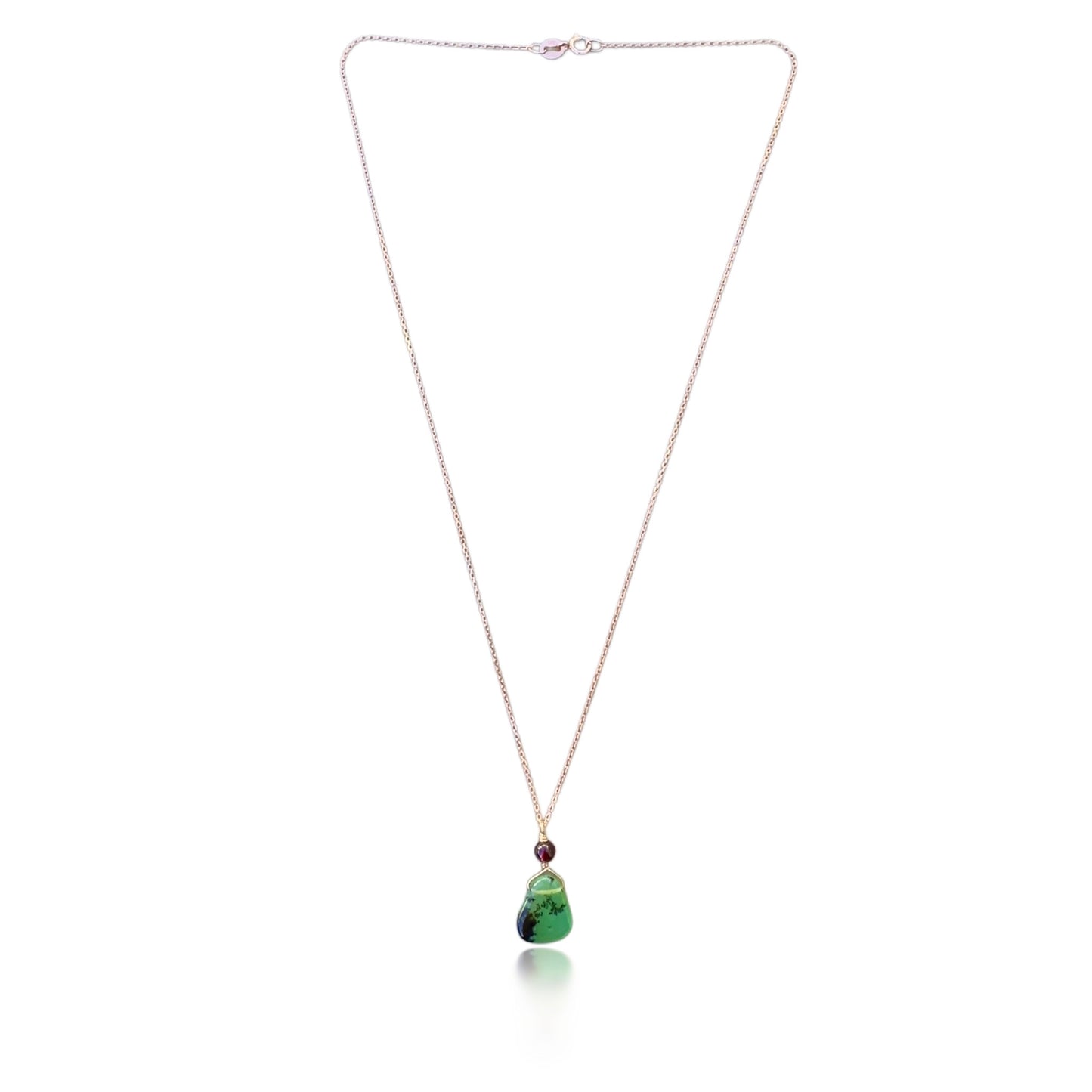 Renewal Pendant with Chrysoprase, Garnet and Rose Gold