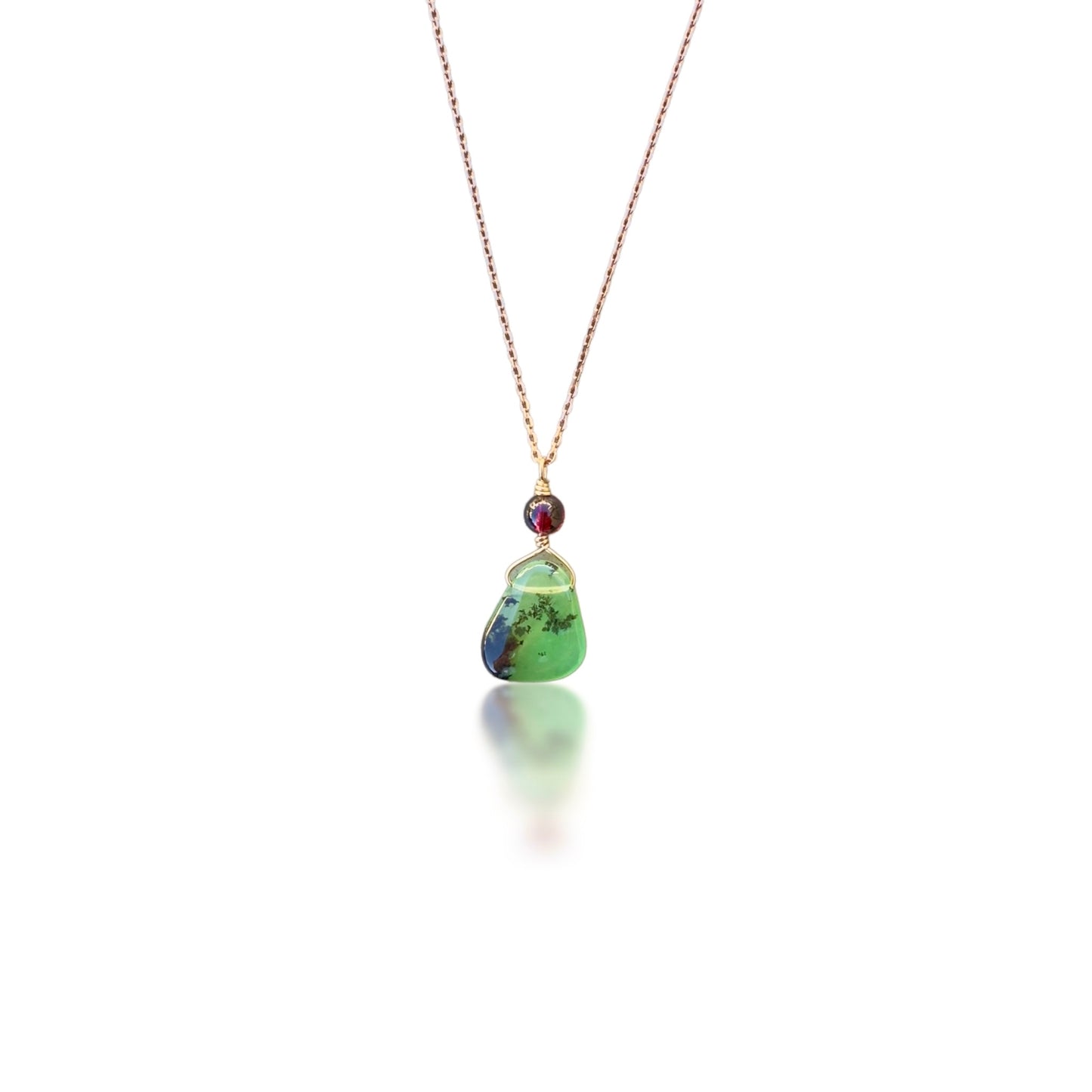 Renewal Pendant with Chrysoprase, Garnet and Rose Gold