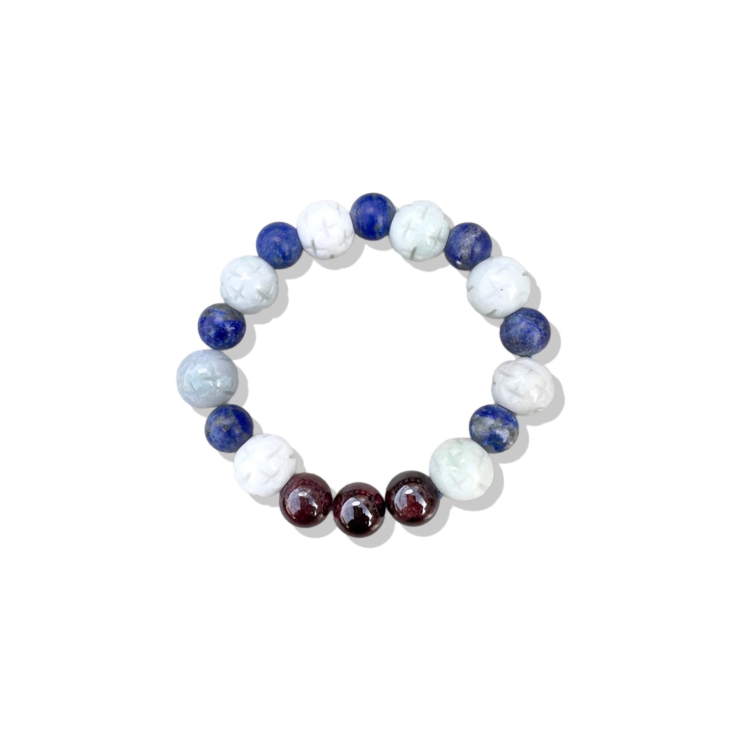 Self-awareness Bracelet with Lapis, Burma Jade and Garnet