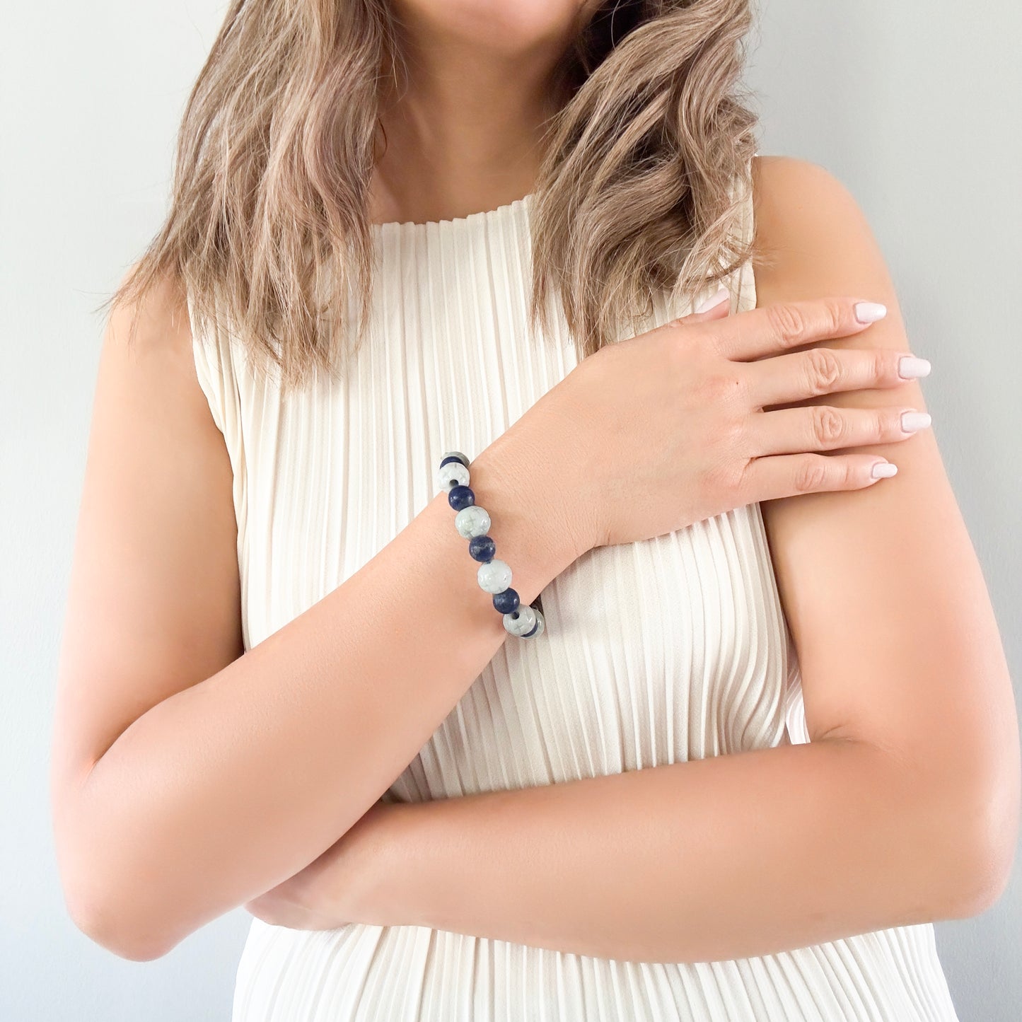 Self-awareness Bracelet with Lapis, Burma Jade and Garnet