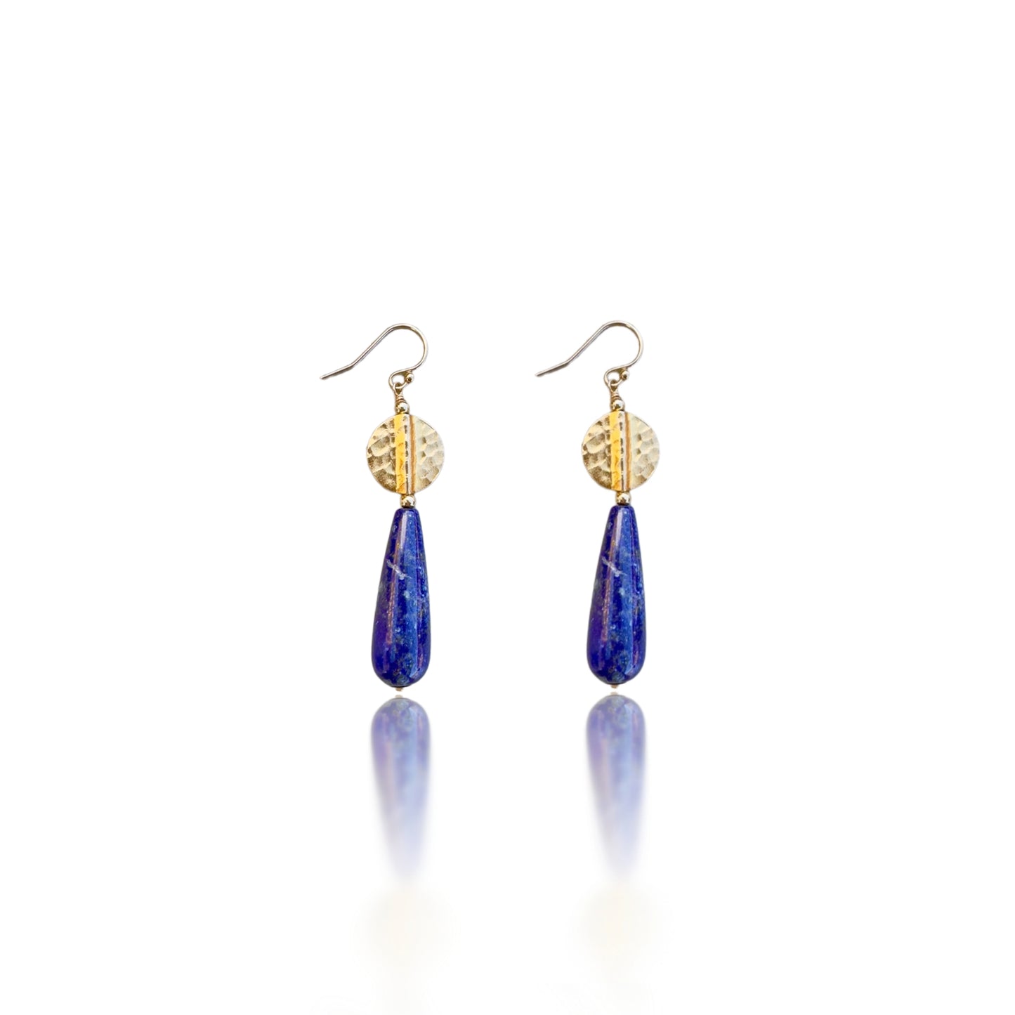 Self-awareness Earrings with Lapis and Gold Hammer Bead
