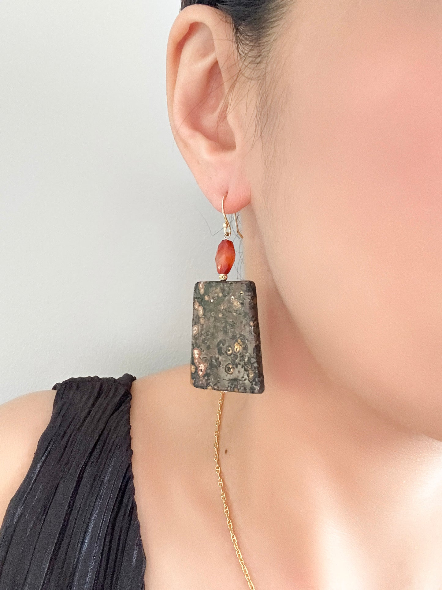 Strength Earrings with Carnelian and Picture Jasper