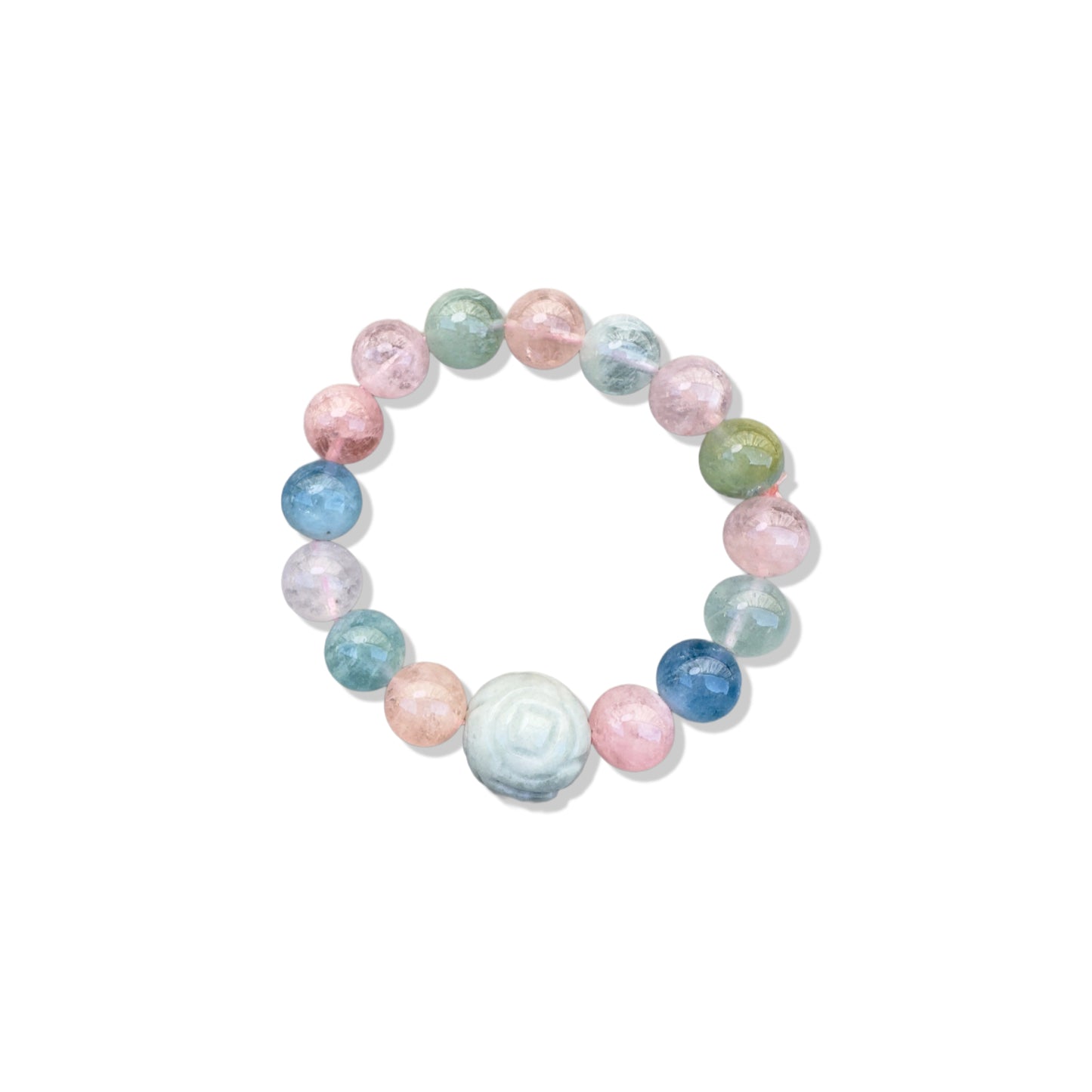 Tranquillity Bracelet with Mix Beryl and Green Burma Jade carving