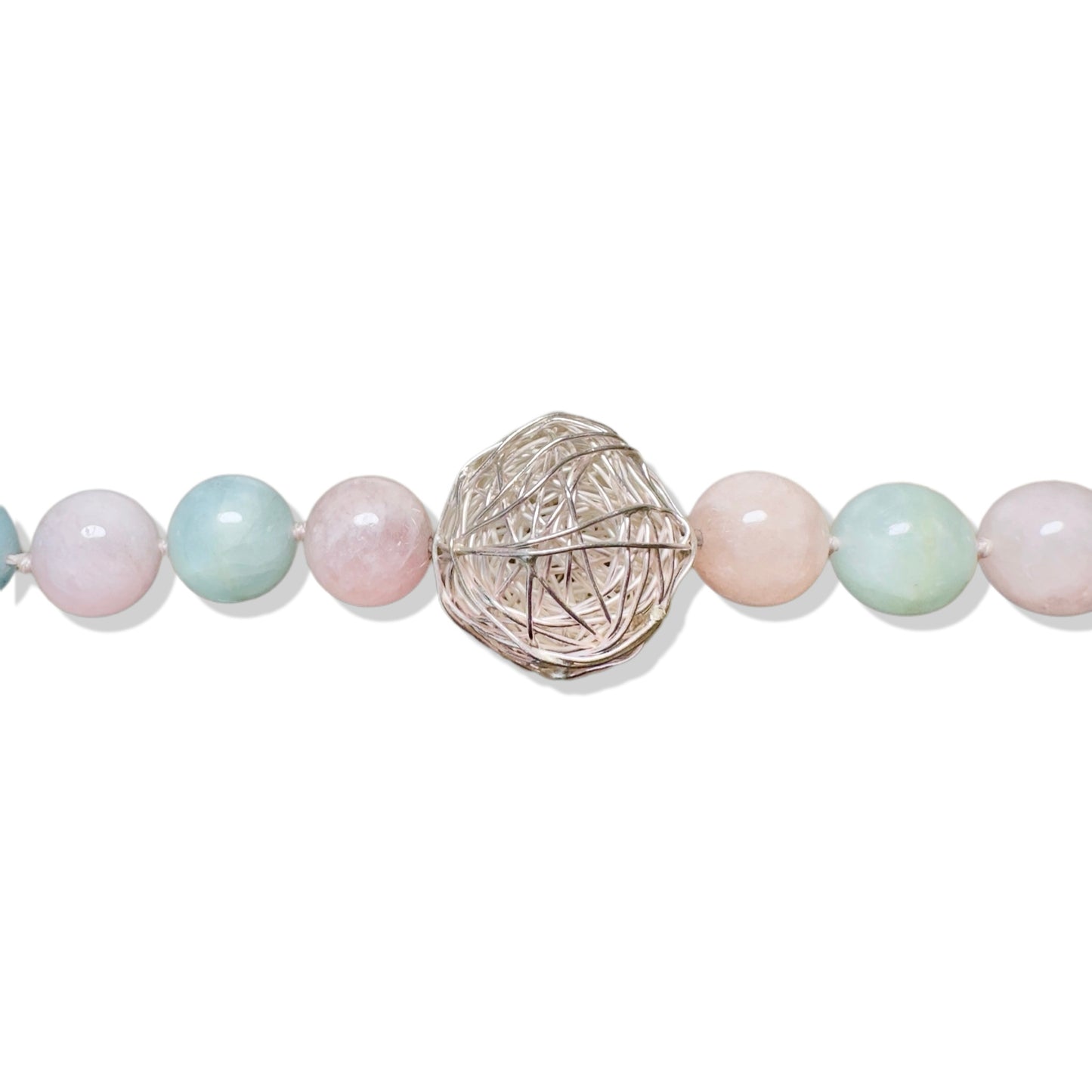 Tranquillity Necklace with Mix Beryl and Pure Silver Bead