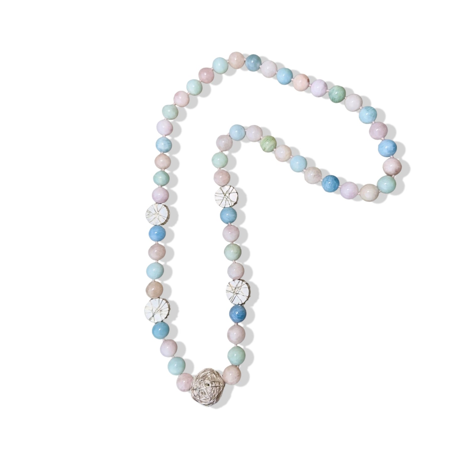 Tranquillity Necklace with Mix Beryl and Pure Silver Bead