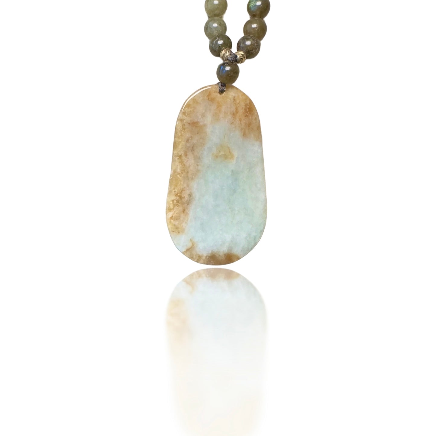 Transforming Necklace with Labradorite and Burma Jade Fish Pendant