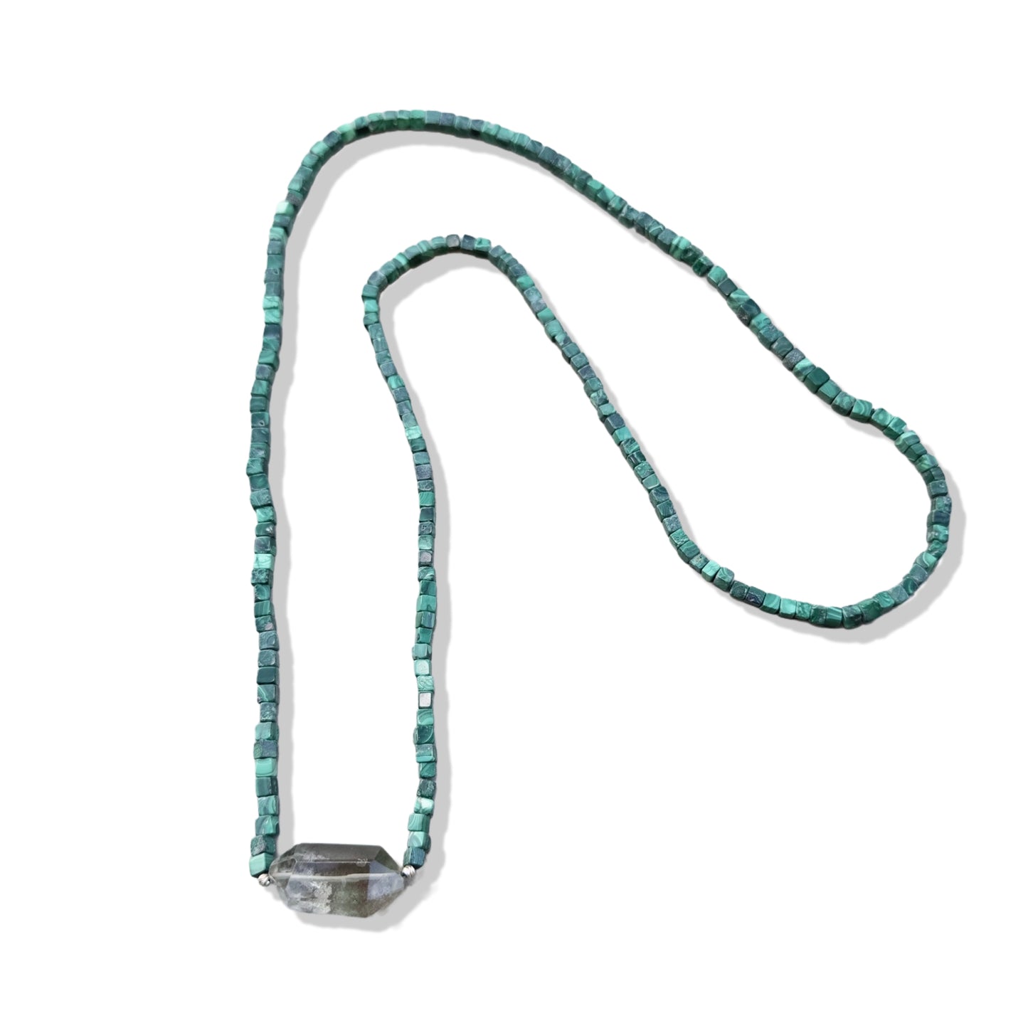 Transforming Necklace With Malachite and Rutilated Quartz