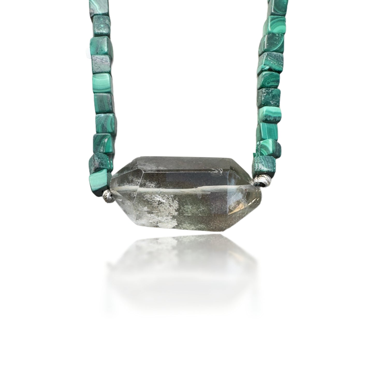 Transforming Necklace With Malachite and Rutilated Quartz