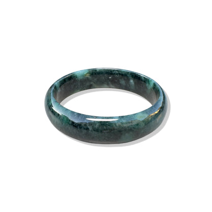 Abundance Bangle with Rare Antique Hua Qing Jade 花青玉