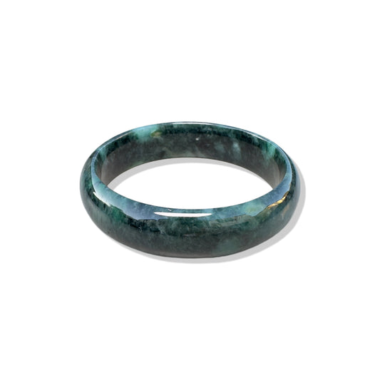 Abundance Bangle with Rare Antique Hua Qing Jade 花青玉