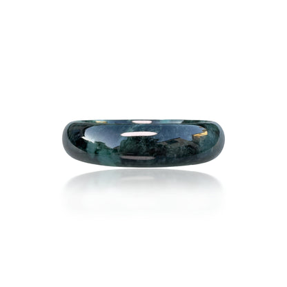 Abundance Bangle with Rare Antique Hua Qing Jade 花青玉