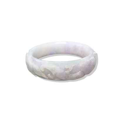 Abundance Bangle with Burma Jade Money, Sea Waves and Ruyi Carving