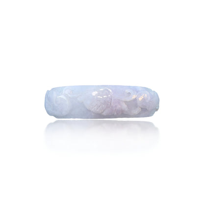 Abundance Bangle with Burma Jade Money, Sea Waves and Ruyi Carving