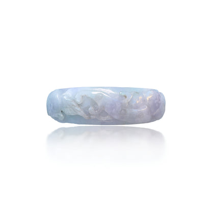 Abundance Bangle with Burma Jade Money, Sea Waves and Ruyi Carving