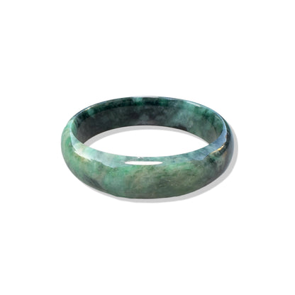 Abundance Bangle with Antique Hua Qing Jade 花青玉