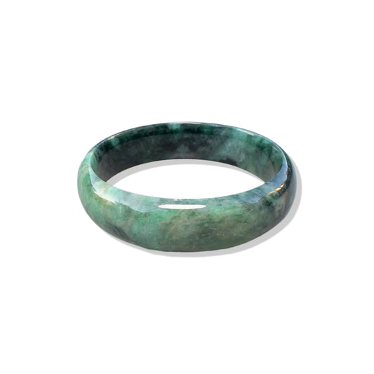 Abundance Bangle with Antique Hua Qing Jade 花青玉
