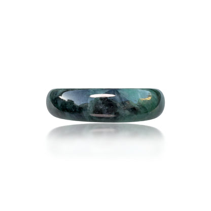 Abundance Bangle with Antique Hua Qing Jade 花青玉