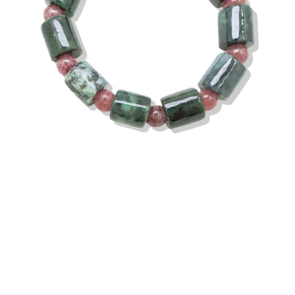 Abundance Bracelet with Green Antique Jade and Strawberry Quartz