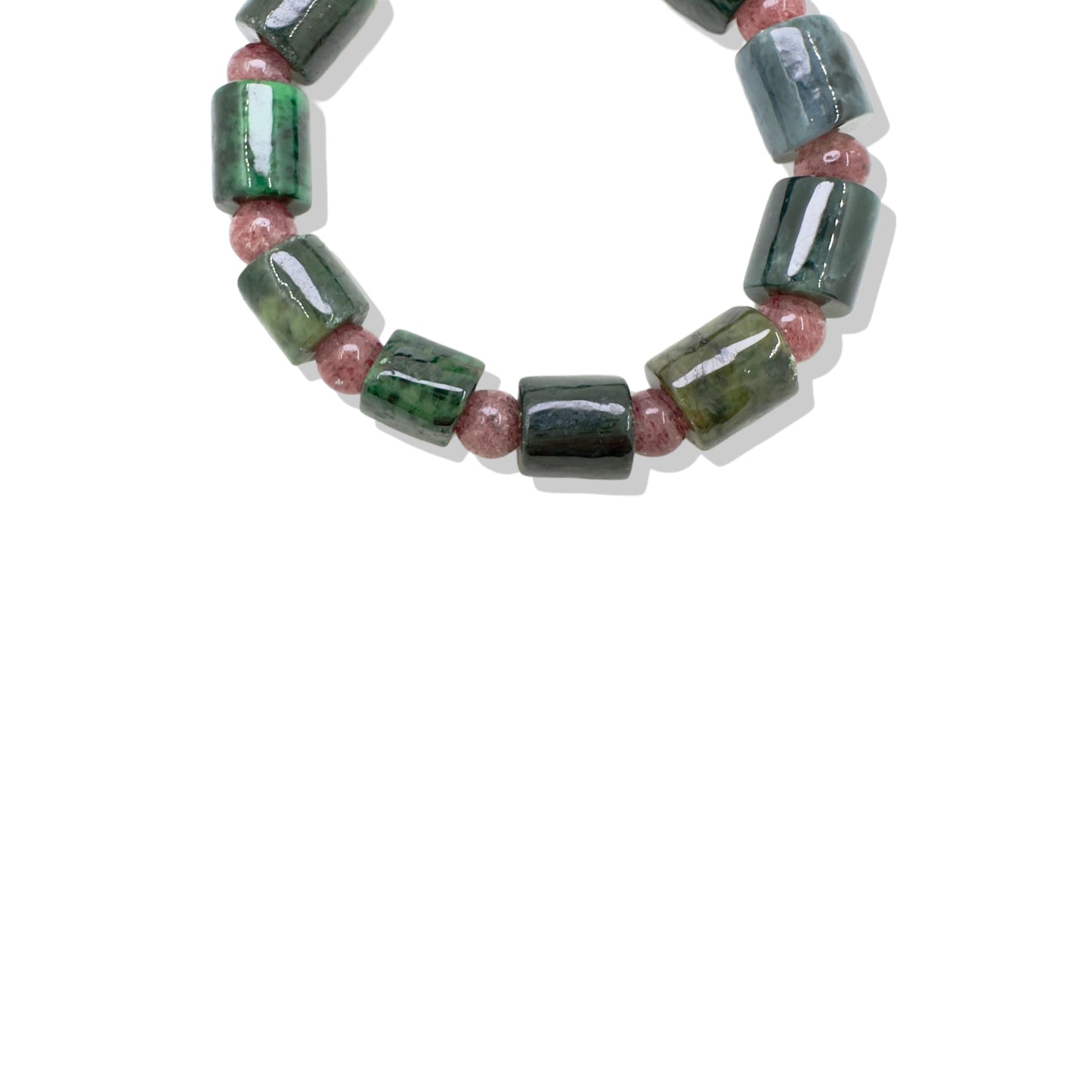 Abundance Bracelet with Green Antique Jade and Strawberry Quartz