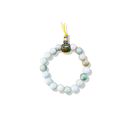 Abundance Bracelet with Green Jade and Tibet Agate Gourd carving