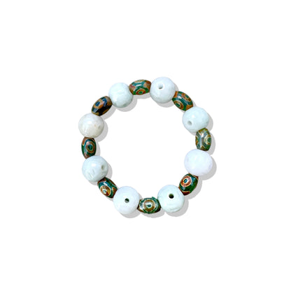 Abundance Bracelet with Jade Carving and Tibet Agate