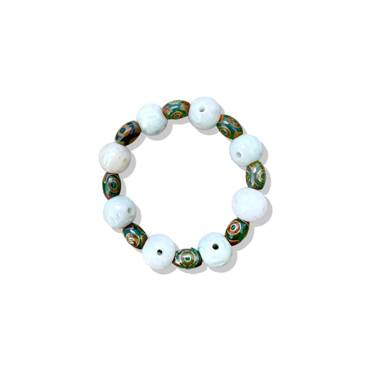 Abundance Bracelet with Jade Carving and Tibet Agate