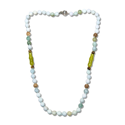 Abundance Necklace with Burma Jade and Yellow Jade Gourd Carving