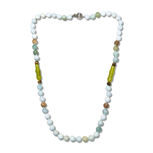 Abundance Necklace with Burma Jade and Yellow Jade Gourd Carving