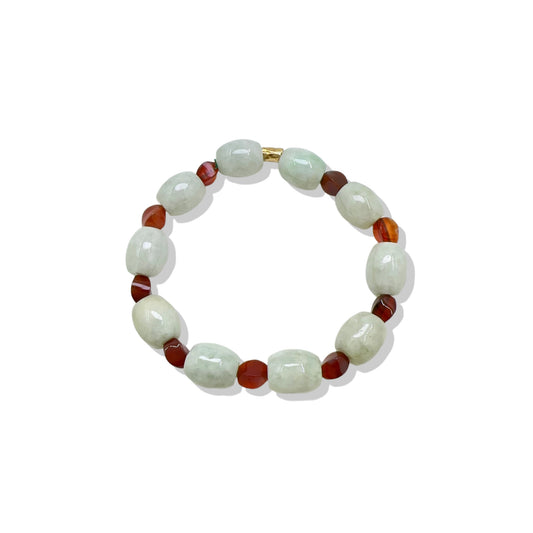 Abundance Bracelet with Burma Jade Gourd, Multi Color Agate